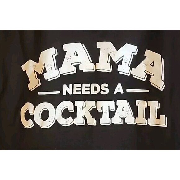 Mama Needs A Cocktail Inked thin T-Shirt Black - Picture 2 of 5